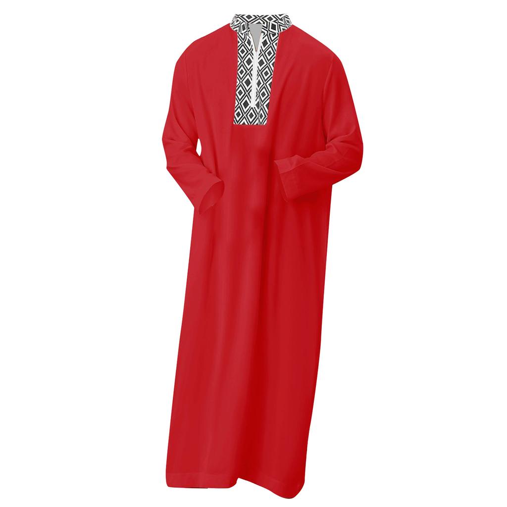 Toga Lunga da Uomo a Vestibilità Larga con Zip Frontale Collo a Camicia Tradizionale Islamico Thobe Kaftano Manica Lunga Completa Abbigliamento Casual