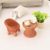 Simulation Bambus Runder Tisch Stuhl Miniatur Szene Dekoration Ornament Puppenhaus Mini Möbel Modell Handwerk Geschenk