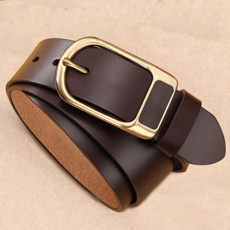 

Ремень в стиле ретро, мужской ремень из натуральной кожи для людей среднего возраста и молодежи, универсальный повседневный простой ремень с пряжкой, новый 115cm