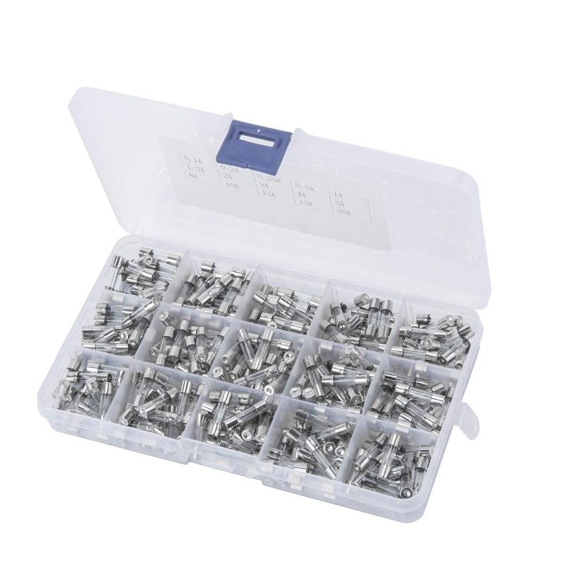 300pcs 5x20 0.1a-20a Fuses  Assortment  Kit With Storage Box Replacement Accessories