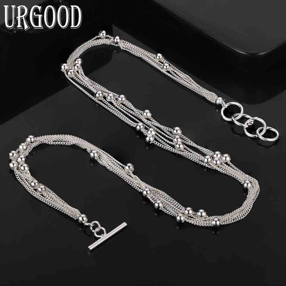 925 Sterling Silber Hochzeitsschmuck Mehrsträngige Perlenkette