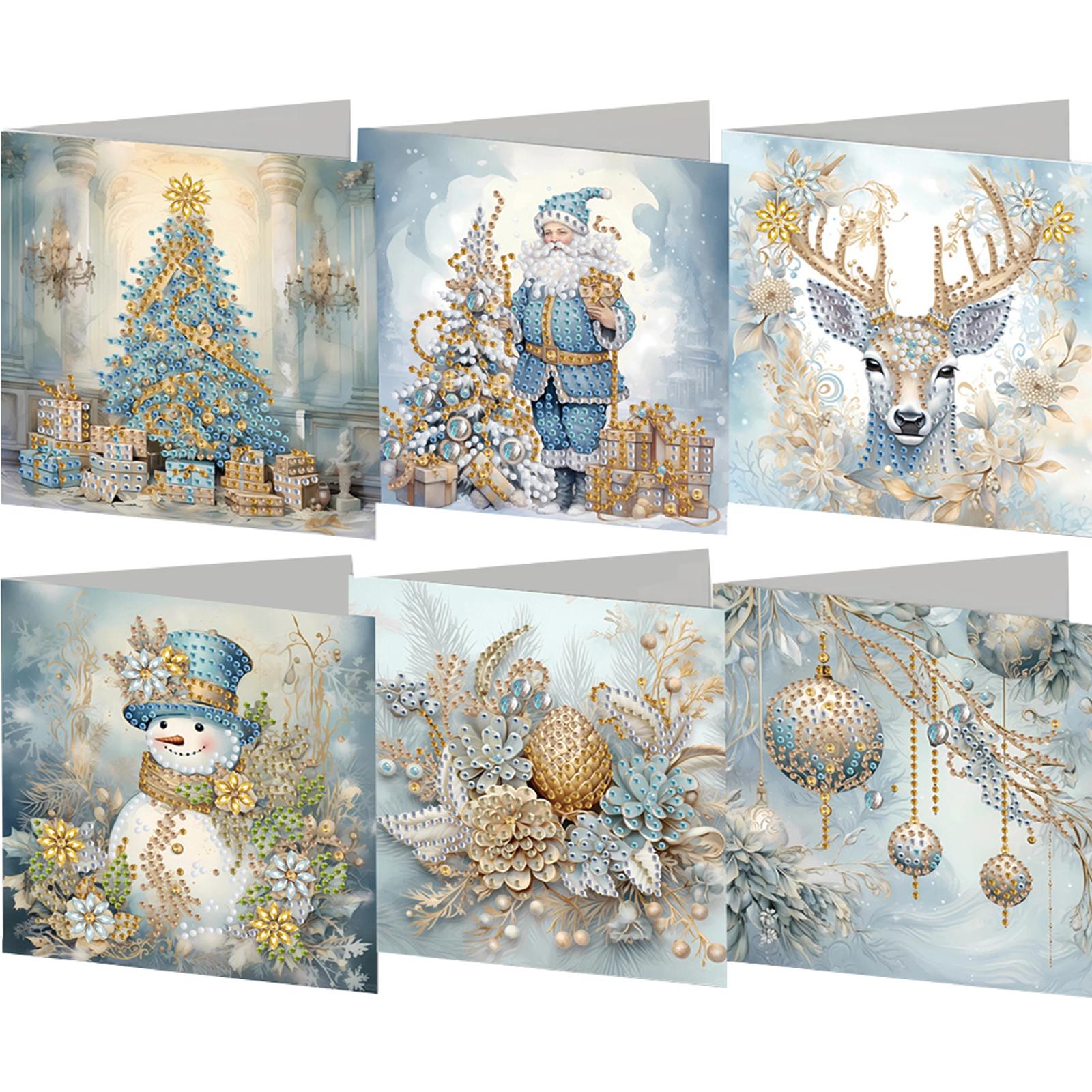 

6Pcs Christmas Goblin Rhinestone Painting Card Kit Diamond Daily Wish Card Diamond Painting Greeting Card for Adults Beginners