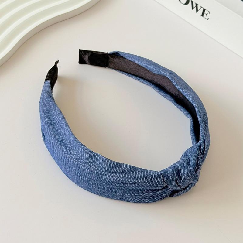 

1pcs Vintage Western Denim Polka Dot Striped Headbands Fashion Knotted Hair Hoop Daily Wear Stylish Hair Accessories One Size
