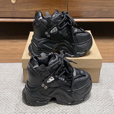 Mode 10CM Mode Damen Sneaker Frühling Schnürschuhe Hohe Plateau Chunky Schuhe Atmungsaktive Walking Schuhe Keilabsätze Lässige Sportschuhe