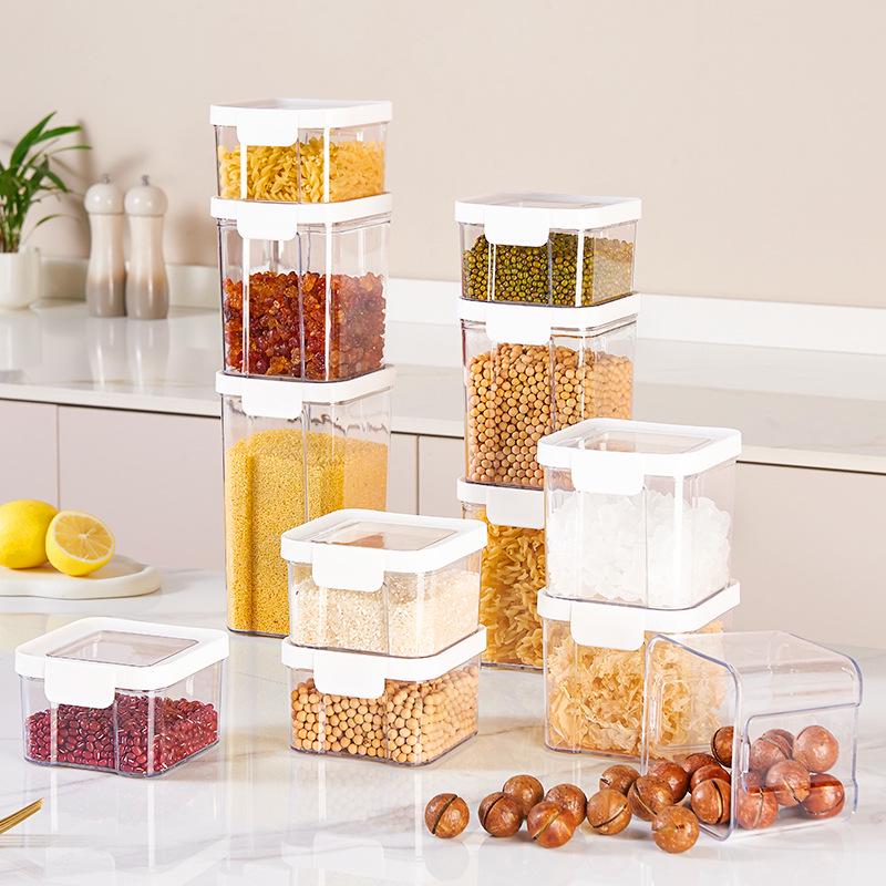 Transparent Airtight Food Storage Jar for Grains & Cereals - Sealed Fresh-Keeping Container with Lid