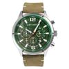 Watch - Evander - Green Leather Chronograph - 47 Mm Silver Case - 5 ATM Water Resistance