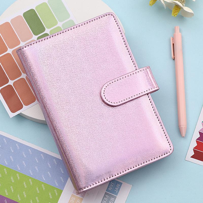 2022 Macaron A6 6 Ring Loose Leaf Journal Notebook PU Leather Notebook Zipper Budget Binder Notebooks Ring Binder