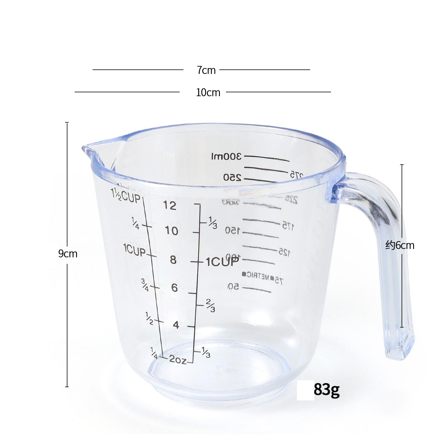 

1 шт., инструменты для выпечки, масштабированные, видимые, прозрачные, двойные весы, мл унции PS, пластиковый мерный стаканчик для выпечки, мл/унция 300ML
