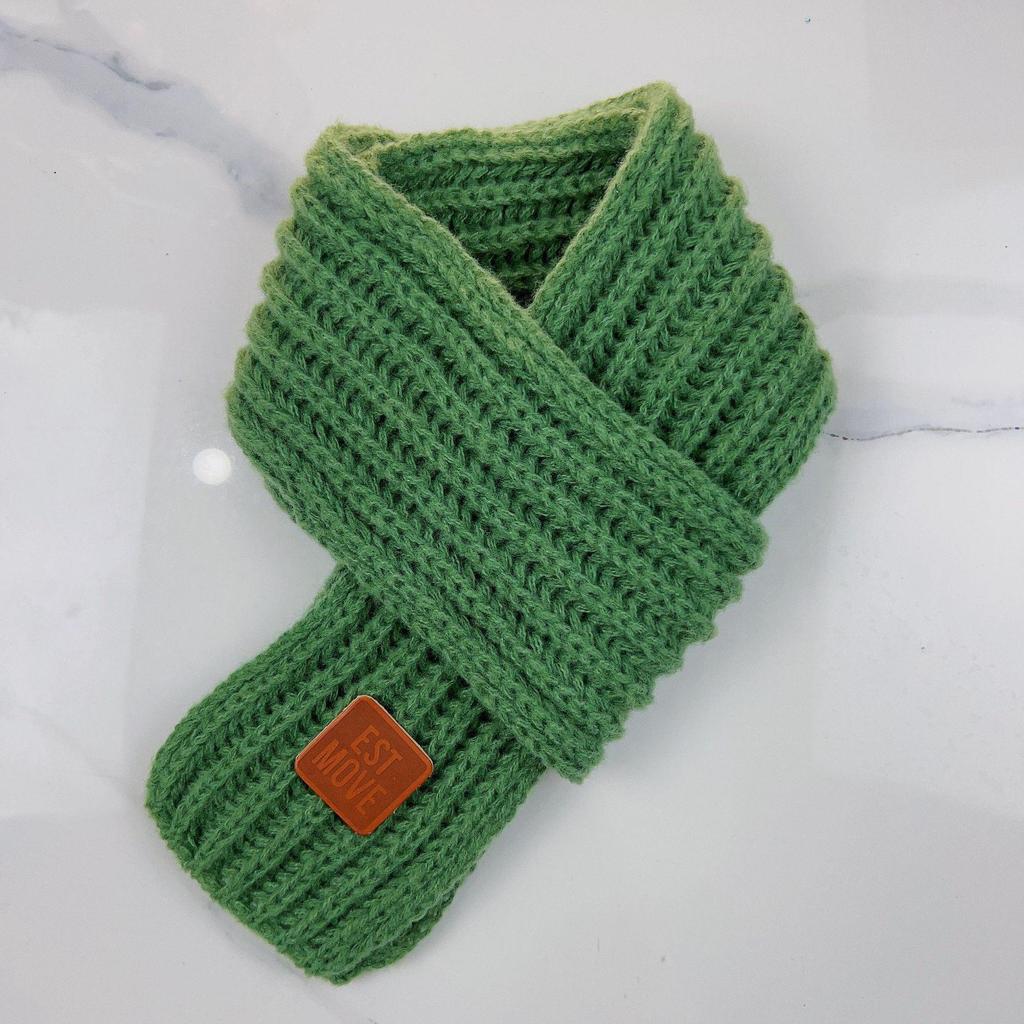 Koreanischer Kinderstrick-Winterschal: Einfarbiges Woll-Halsband für Babys und Kinder