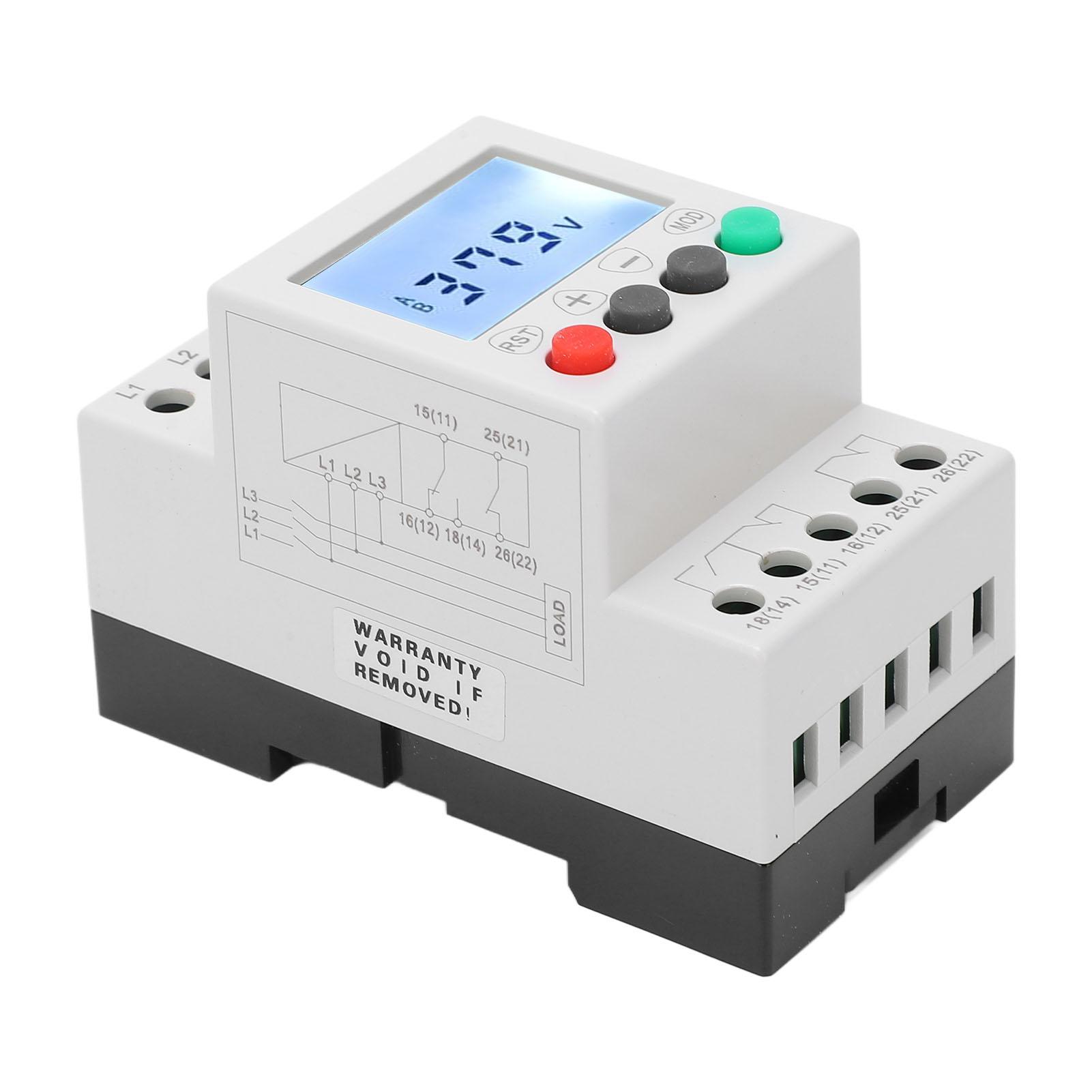 

Voltage Phase Sequence Protector 3 Phase 3 Wire Over Under Voltage Protector Monitor Relay AC 208‑480V