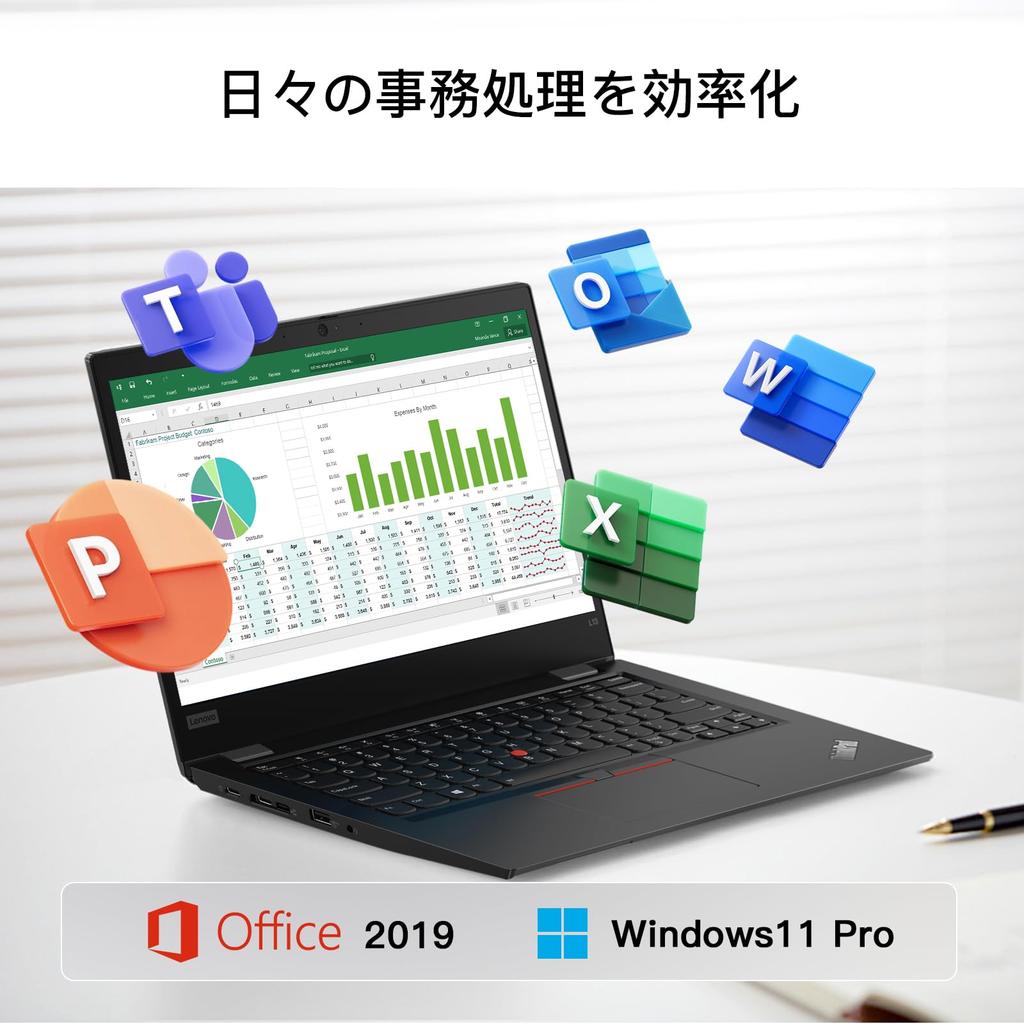 Used Lenovo ThinkPad L13 Laptop with Windows 10th Generation Core I5 Display 16GB 512GB Lightweight Japanese USB Office, 11, Processor, 13.3-inch