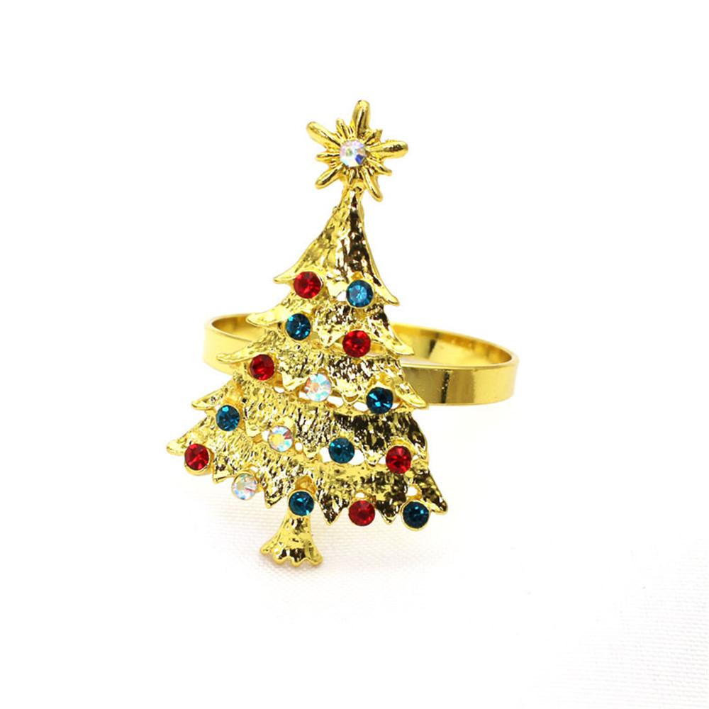 6 SZT Złote Pierścienie na Serwetki Choinkowe Metalowe Świąteczne Srebrne Klamry do Serwetek na Boże Narodzenie Ślub Dekoracja Stołu Jadalnego w Domu