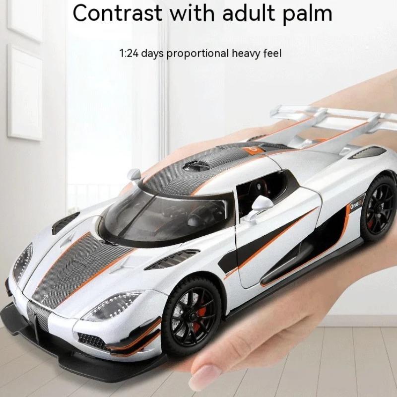 1/24 Scale Koenigsegg One Collectible Ornament with Sound, Light, and Feedback Function , Alloy Sports Car Toy Gift for Boys
