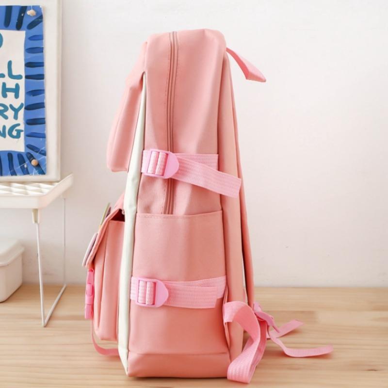 Large Capacity Canvas Backpack For High School Students Korean Version For Women Set Of 5 Pieces University Student Autumn New