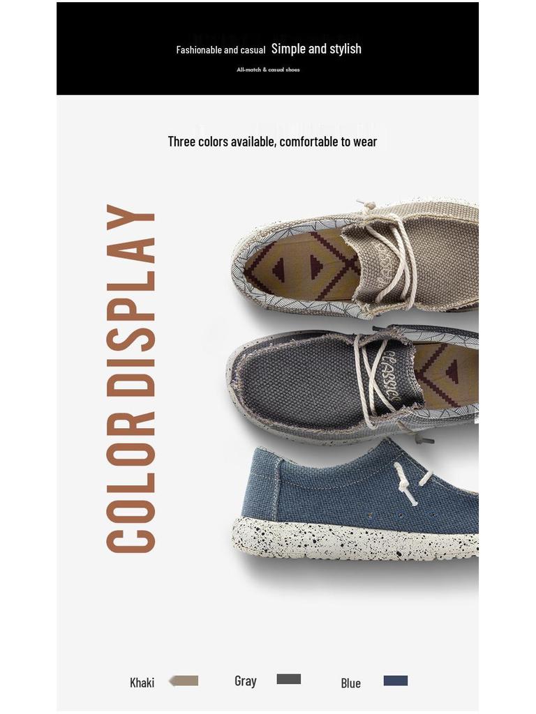 Men’s Plus-Size Canvas Casual Loafers - European Style Driving Shoes