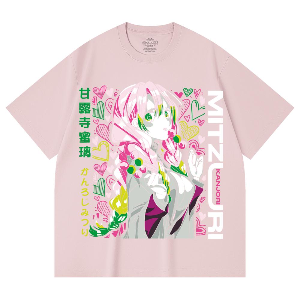 230 g/m² 100% Baumwolle Demon Slayer V102 Mitsuri Druck Unisex Schweres Baumwoll-T-Shirt