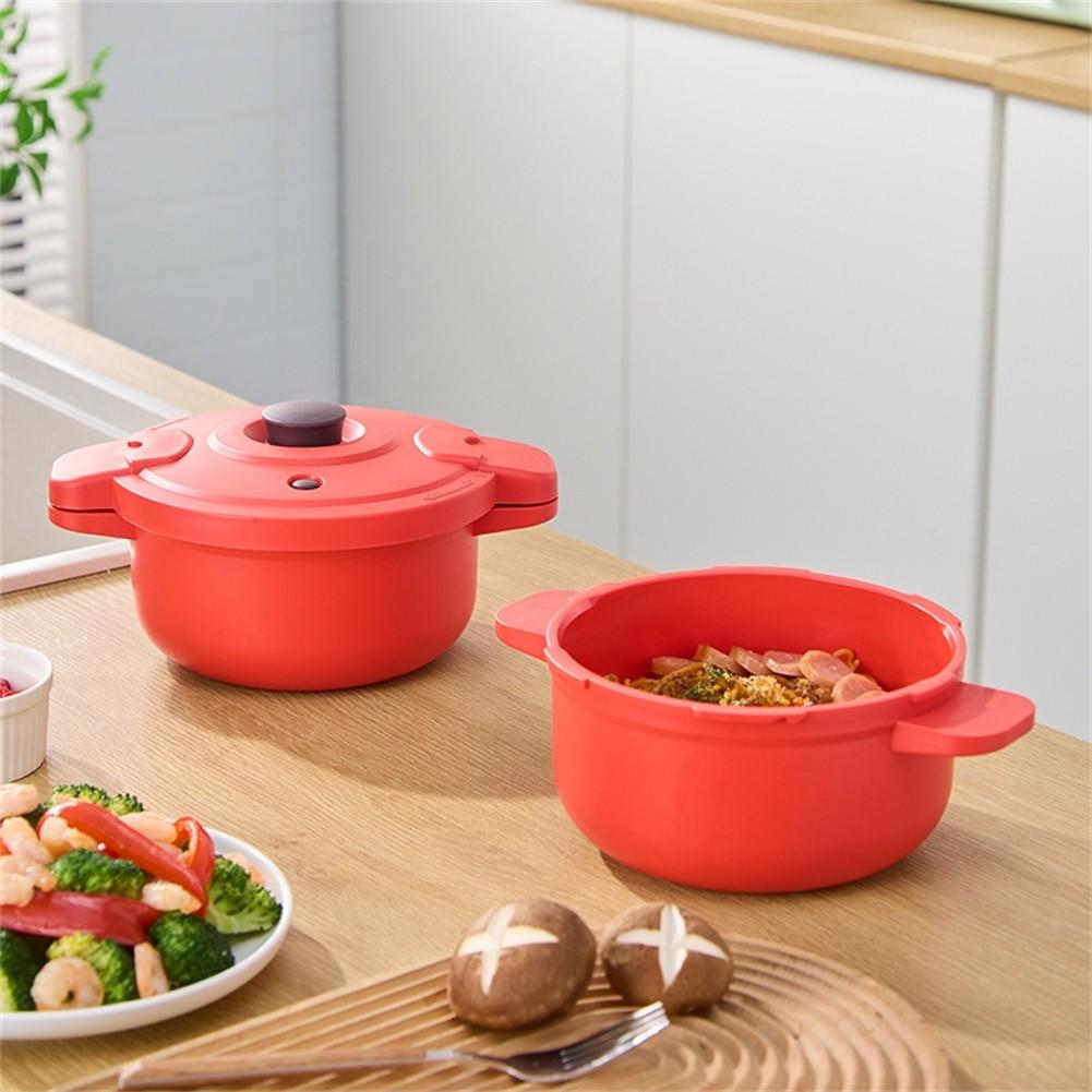 Kompakter Mikrowellen-Schnellkochtopf Einfacher Dampftopf für schnelle gesunde Mahlzeiten