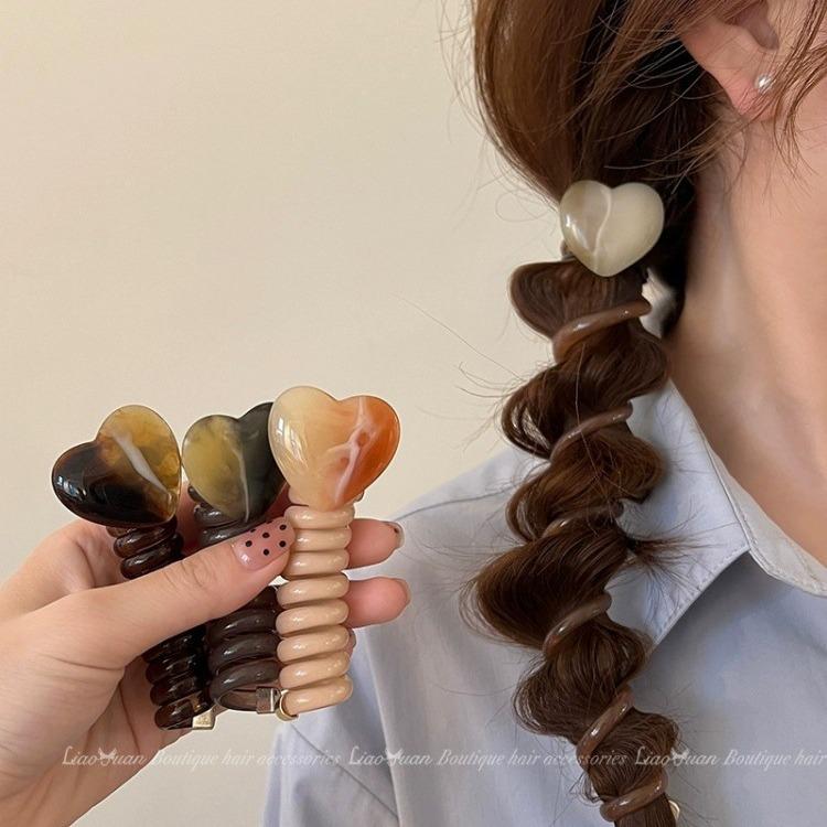 

2024 High-End Heart-Shaped Milk Coffee Hair Tie for Stylish Bubble Braids