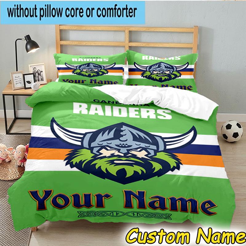 3pcs Custom Name Raiders Team Spirit Bedding Set Includes 1 Duvet Cover & 2 Pillowcases for All Seasons Dormitory Home Decor Christmas gifts