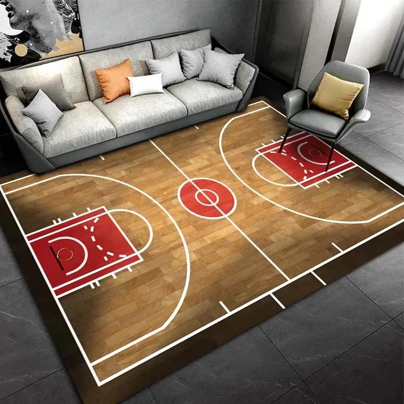 

Basketball Court Motif Carpet for Boy s Bedroom Living Room Decor Sports Themed Welcome Door Mat Non-slip Crawling Play Rug 40x60cm