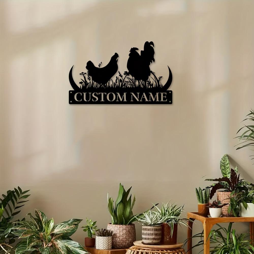 1pc Customizable Hen House Metal Wall Art, Personalized Poultry Coop Sign, Rustic Farm Decor for Indoor Outdoor, Gift Option