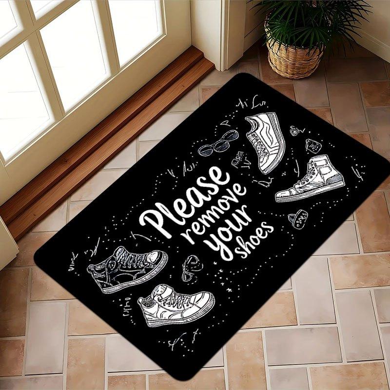 Please Remove Your Shoes Door Mat Carpet Mat Rug Home Chalk Drawing Shoe Pattern Non Slip Floor Mat Entryway Door Mat