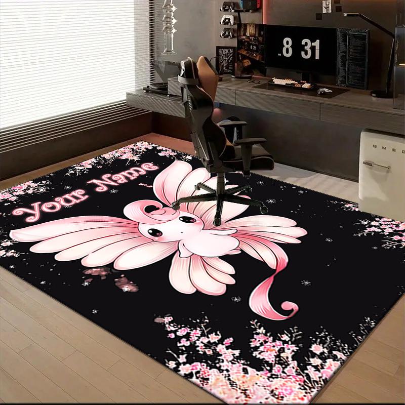 1PC Custom Name "Cherry Blossom Fantasy" Theme Floor Mat Ideal for Living Room, Game Rooms, Office, Bedroom,Floor Mat Playful Design