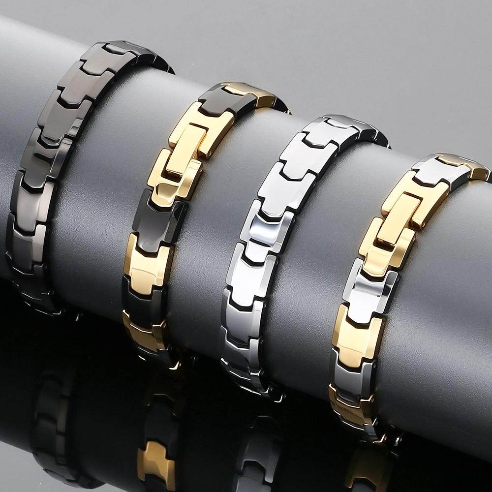 Men's Solid Tungsten Steel Bracelet for Man Woman 18/19/20CM Length 9MM Width Therapeutic Magnetic Bracelet Waterproof Polished