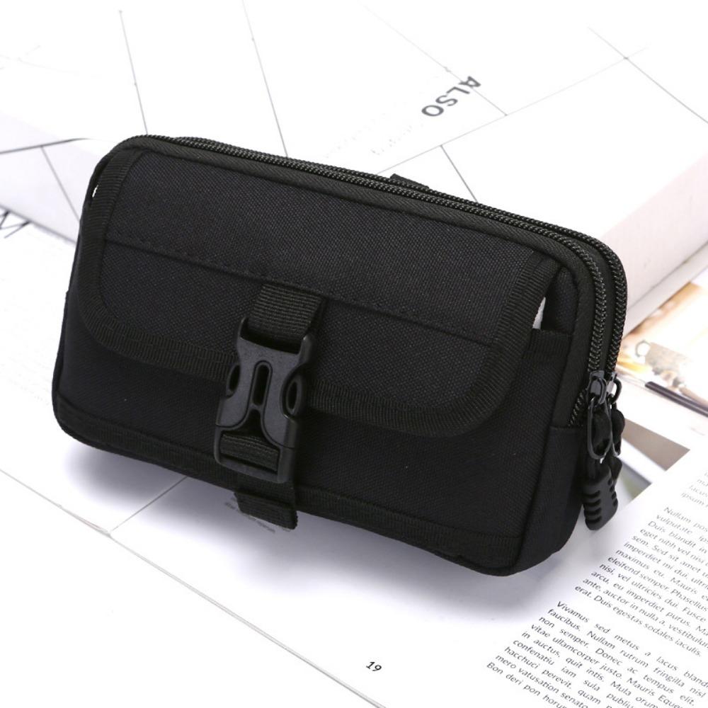 

Nylon Colth Belt Waist Bag Horizontal/Vertical Style Phone Purse Mobile Phone Bags Outdoor Horizontal Black