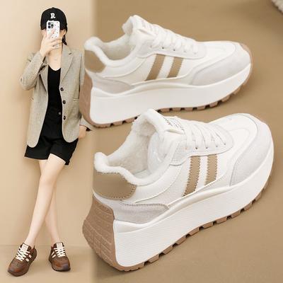 3 Damenschuhe 02 Herbst und Winter neu Samt leichte Sportschuhe Damen Retro Erhöhungsplattform Dad Shoes