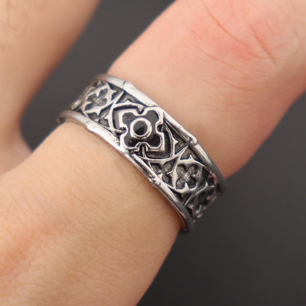 Trendy Retro Knight Shield Cross Ring Charming Men's Ring New Fashion Cross Amulet Jewelry Hip Hop Punk Accessories Party Gift
