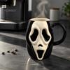 Interesting Niche Holiday Present Horror Face Ceramic Coffee Mug, Unique Mask Water Funny Daily Cup Cup, 385ml Capacity, Decorative Drinkware