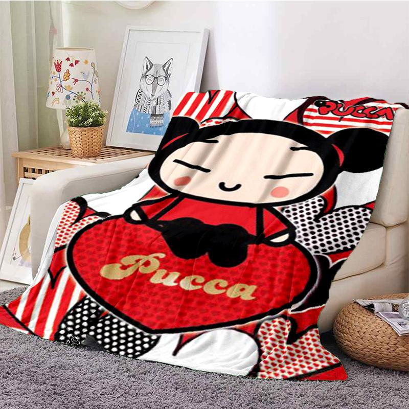 Chinese Doll P-Pucca Garu Blanket 3D Printed Cute Anime Cartoon Character Blanket Sofa Cover Blanket Air Conditioner Bed Sheet