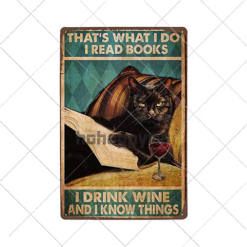 Funny Black Cat Pet Animal Cartoon Metal Tin Sign Vintage Poster Decorative Wall Plates Plaque Retro Home Decor 20x30cm