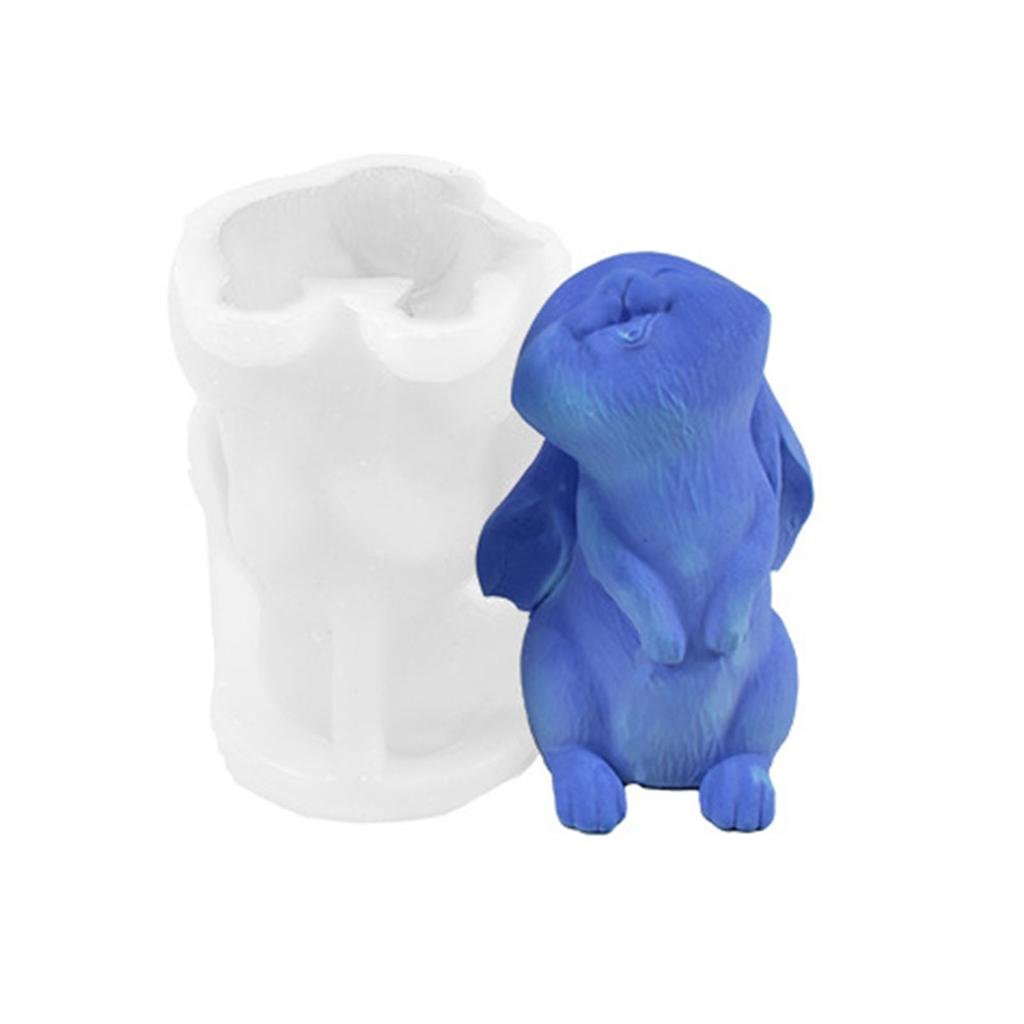 Ins Easter Rabbit Candle Mold Diy Aromath Gypsum Sit Up and Look Up Sitting Rabbit with Drooping Ears Silicone Mold