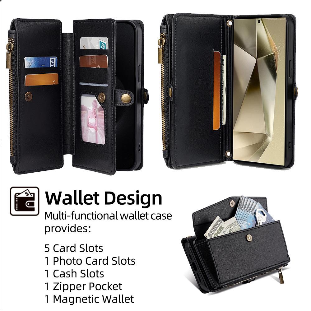 Samsung S24 Ultra Flip Leather Crossbody Phone Case & Protective Cover for S24 Plus
