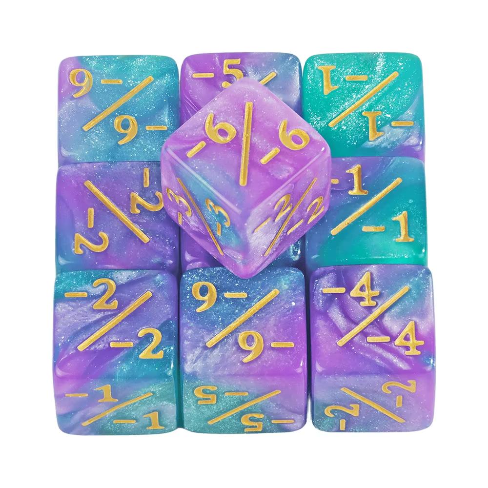 New Six Sided Dice Set D6 Counters  1/ 1 and -1/-1 Set of 10 Dice for Math Teaching ,Kid Arithmetic Toys, Card Game Accessories