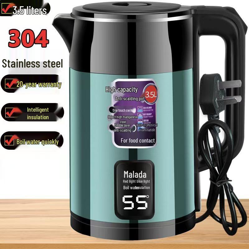 Stainless Steel Electric Kettle with Insulation, Large Capacity, Auto Shut-Off