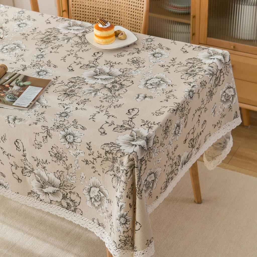 Rectangle Daisy Tablecloth with Tassel - Floral Tablecloth as Spring Decorations for The Home, Spring Summer Plaid Tablecloth for Holiday,Party Decor