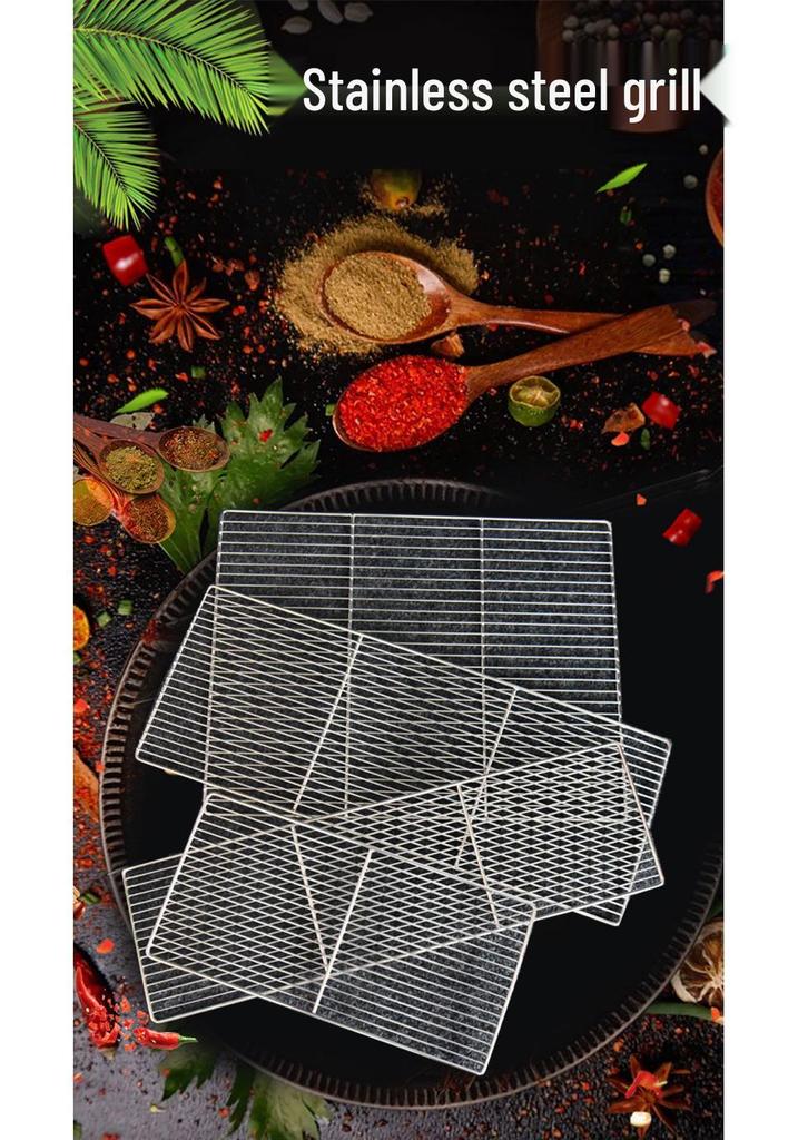 Rectangular 304 Stainless Steel BBQ Grill Net with Legs – Ideal for Draining Water & Oil, Oven Drying & Baking.