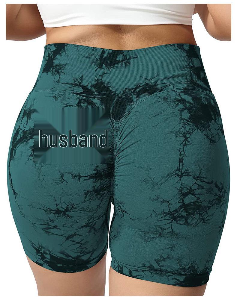 Seamless Smiley Tie-Dye High Waist Yoga Pants – Peach Butt Leggings & High Elasticity Fitness Shorts