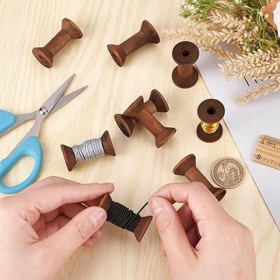 Retro Wooden Spools DIY Reels Organizer for Sewing Ribbons Twine Wood Crafts Tools Thread Wire Spool Needlework Supplies