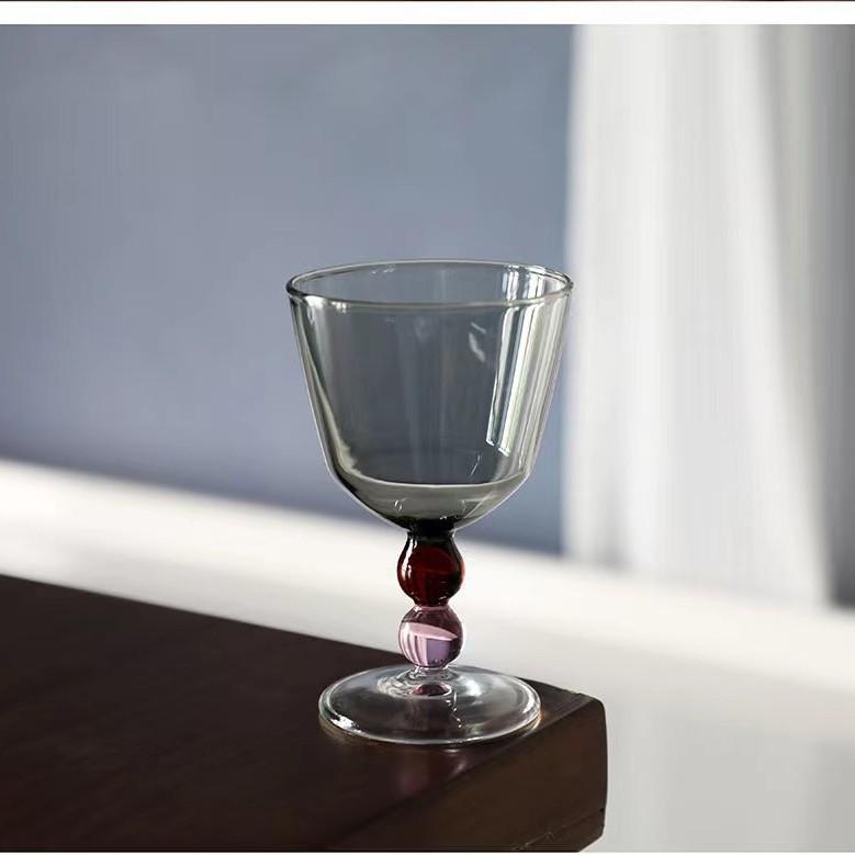 Vintage Stem Glass Multi-Purpose Colored Glass Cup for Cocktail Brandy Coffee Retro Style Home Bar Essential