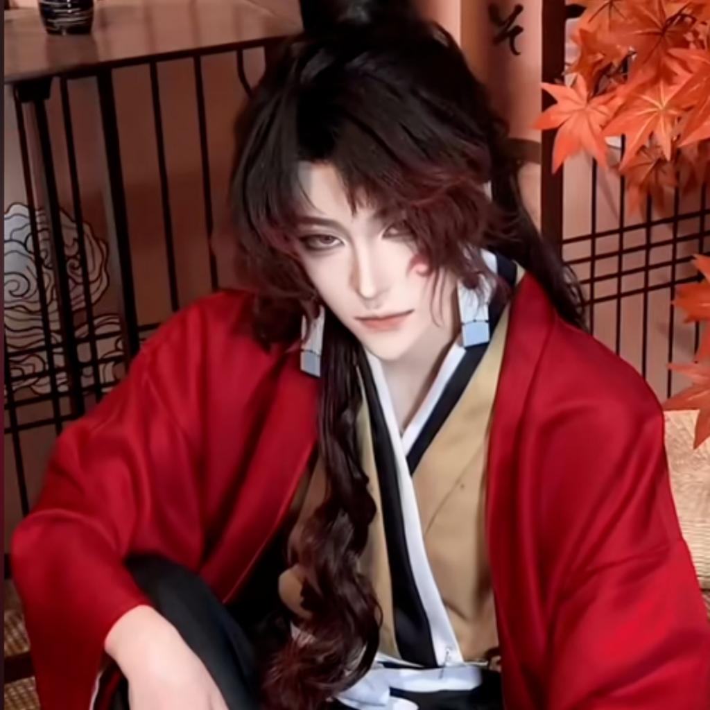 Demon Slayer Yoriichi Tsugikuni Kompletter Kimono Cosplay Kostüm, Sonnenatmung Schwertkämpfer Performance Outfit