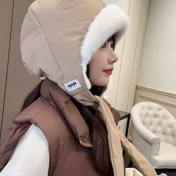 Women's Winter Korean Version, Velvet and Thickened Lei Feng Hat, One Hat, Dual-purpose Can Be Used As a Bag, Thermal Ear Protectors
