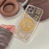 For Apple 17promax Rotating Money Phone Case for IPhone 16 Plus Fortune Gold Foil 14 Transparent Dropping Adhesive 15