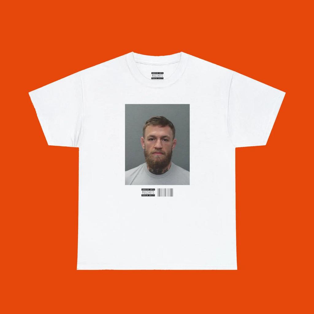 Conor Mcgregor Mugshot T Shirt Retro Combat Sports Unisex Fight Night Fan Vintage Unisex Versatile Stretched Fashion