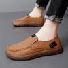 Fashion Large Size Spring And Autumn New Style Casual Shoes For Mens Large Size Beans Shoes Hand Sewn Leather Shoes Casual Flat Bottom