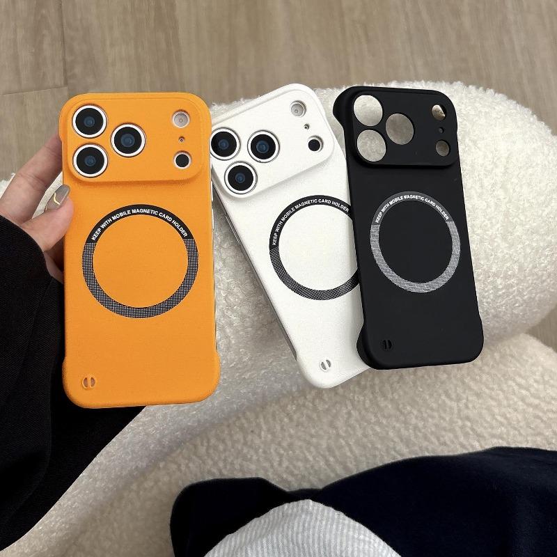 Ultra Thin Hard PC Magnetic Frameless Phone Case For Magsafe For iPhone 17 Air 16 15 14 13 Pro Max Plus Matte Color Solid Cover