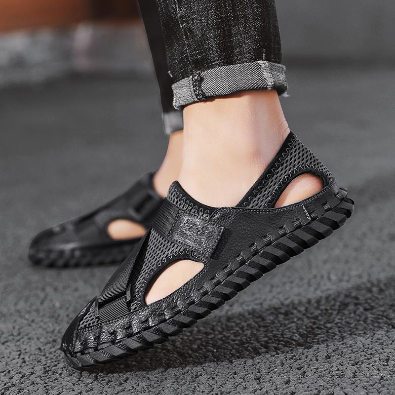 Closed Toe Outdoor Sandals for Men Summer Beach Hiking Walking Breathable Anti Slip Casual Shoes Size 38-44